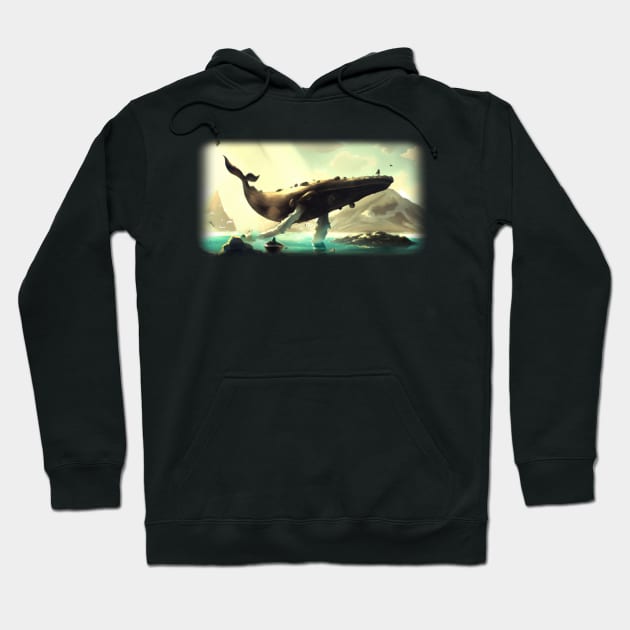 Whale floating in the sky Hoodie by Perryfranken